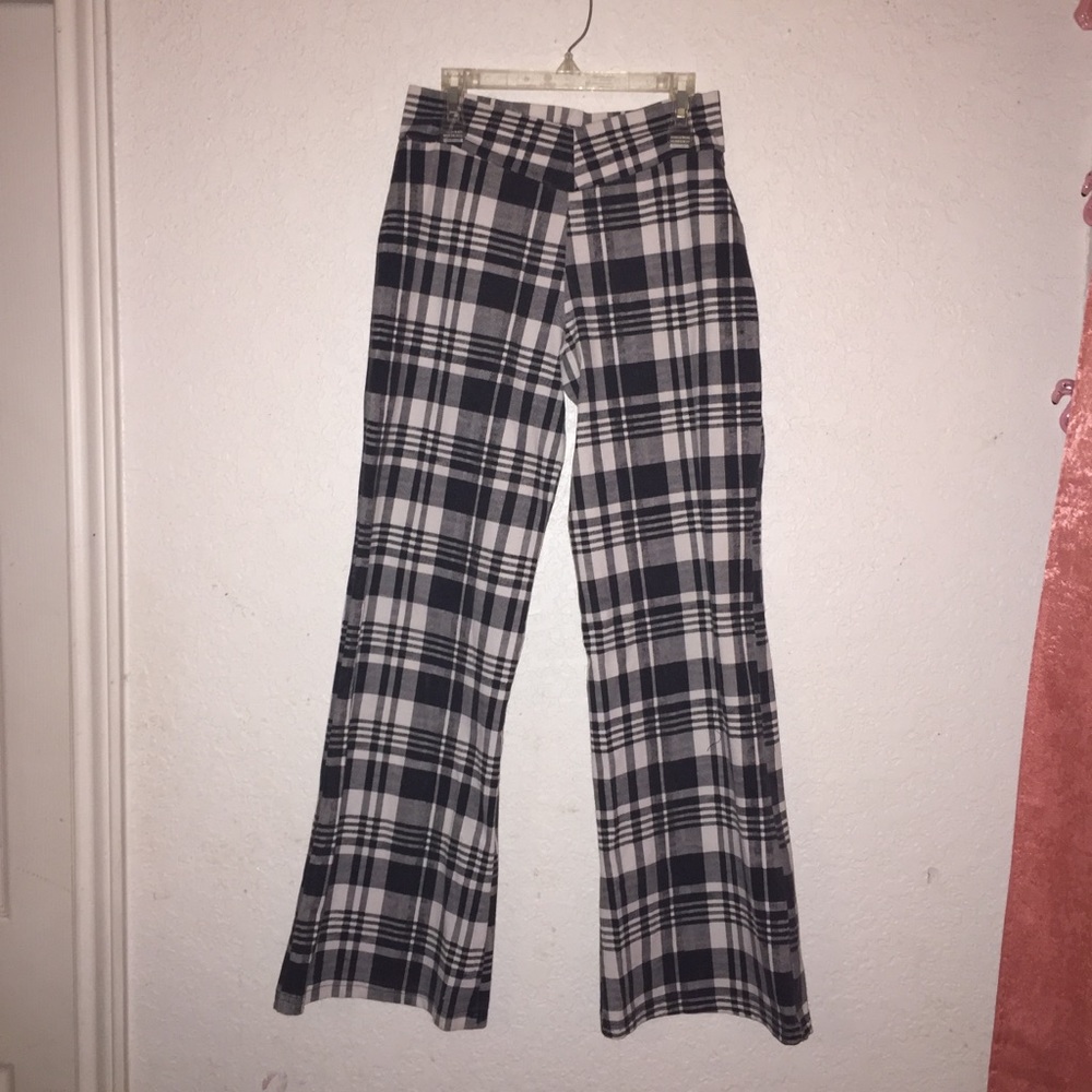 80s/90s plaid pants black and white sz 14